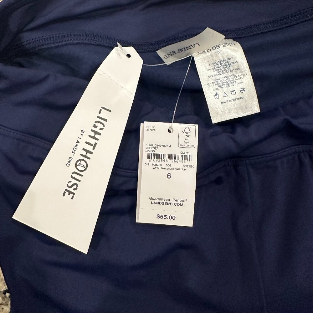 Lands End Womens 3" Quick Dry Swim Shorts with Panty size 6 Navy - Picture 2 of 4